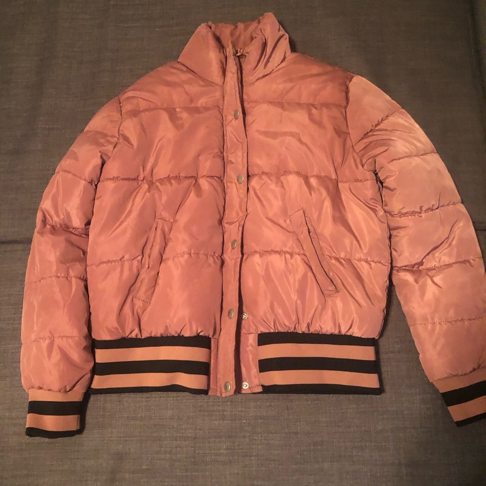 Baby pink puffer jacket